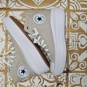 Converse High-Top Sneakers in Beige and White